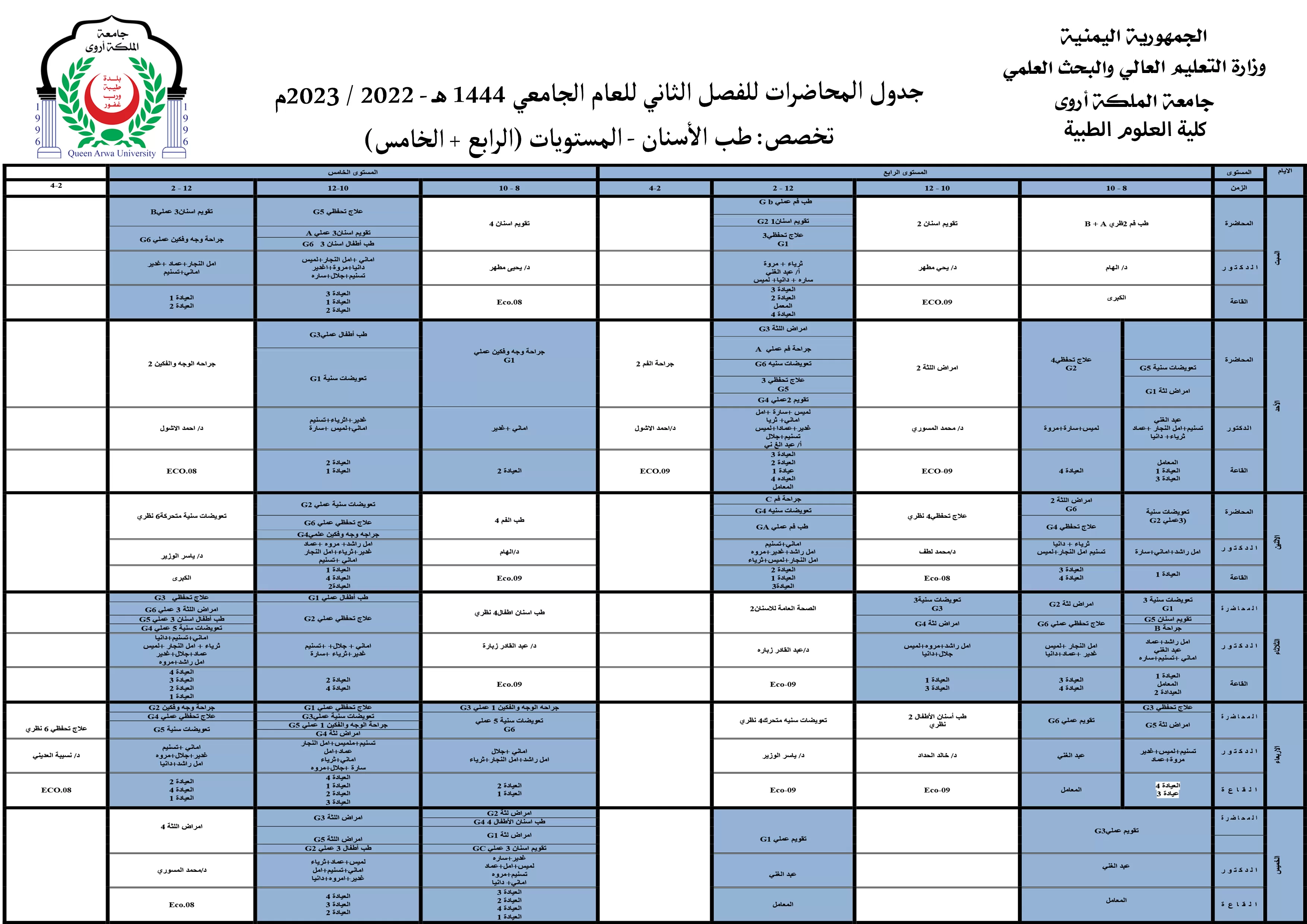 Lecture schedules