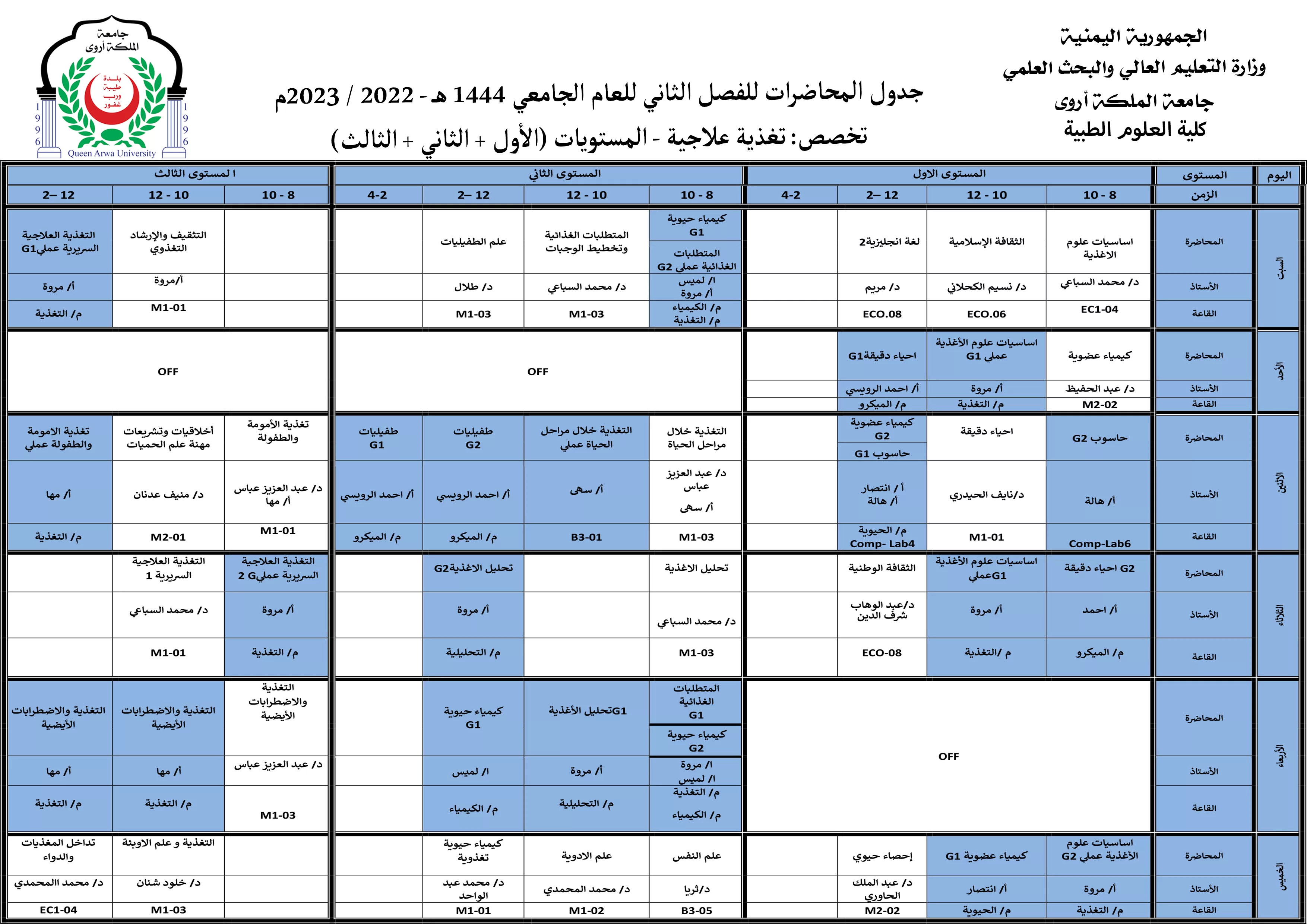 Lecture schedules