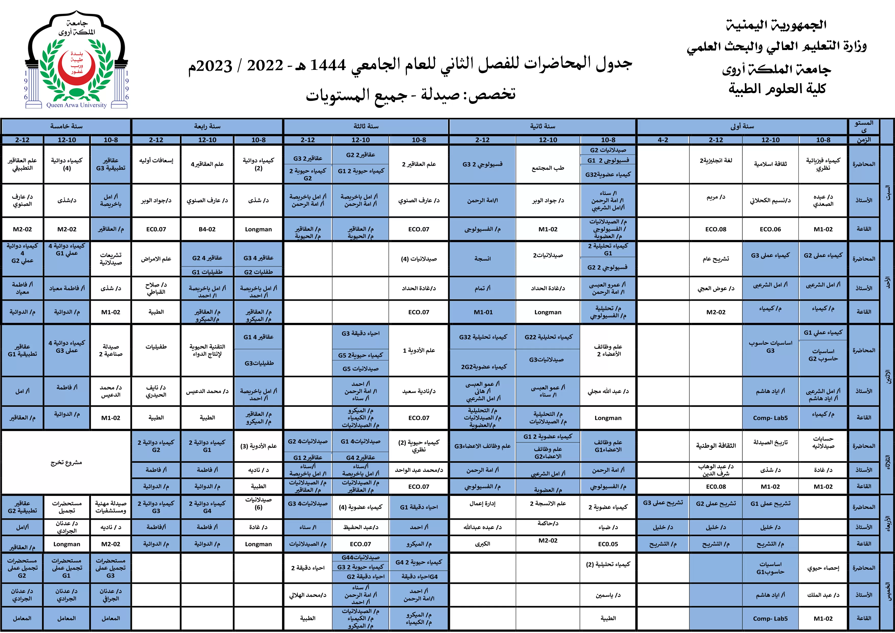 Lecture schedules