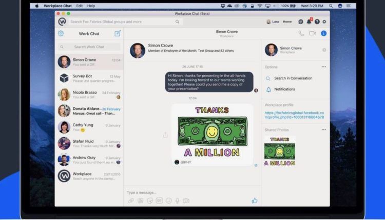 فيس بوك تطلق تطبيق دردشة الحواسيب لخدمة Workplace - صحيفة الجامعة